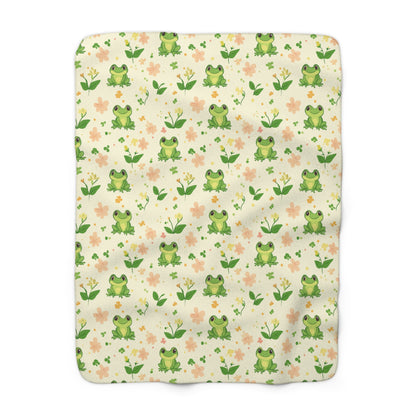 Froggy Meadow Sherpa Fleece Blanket