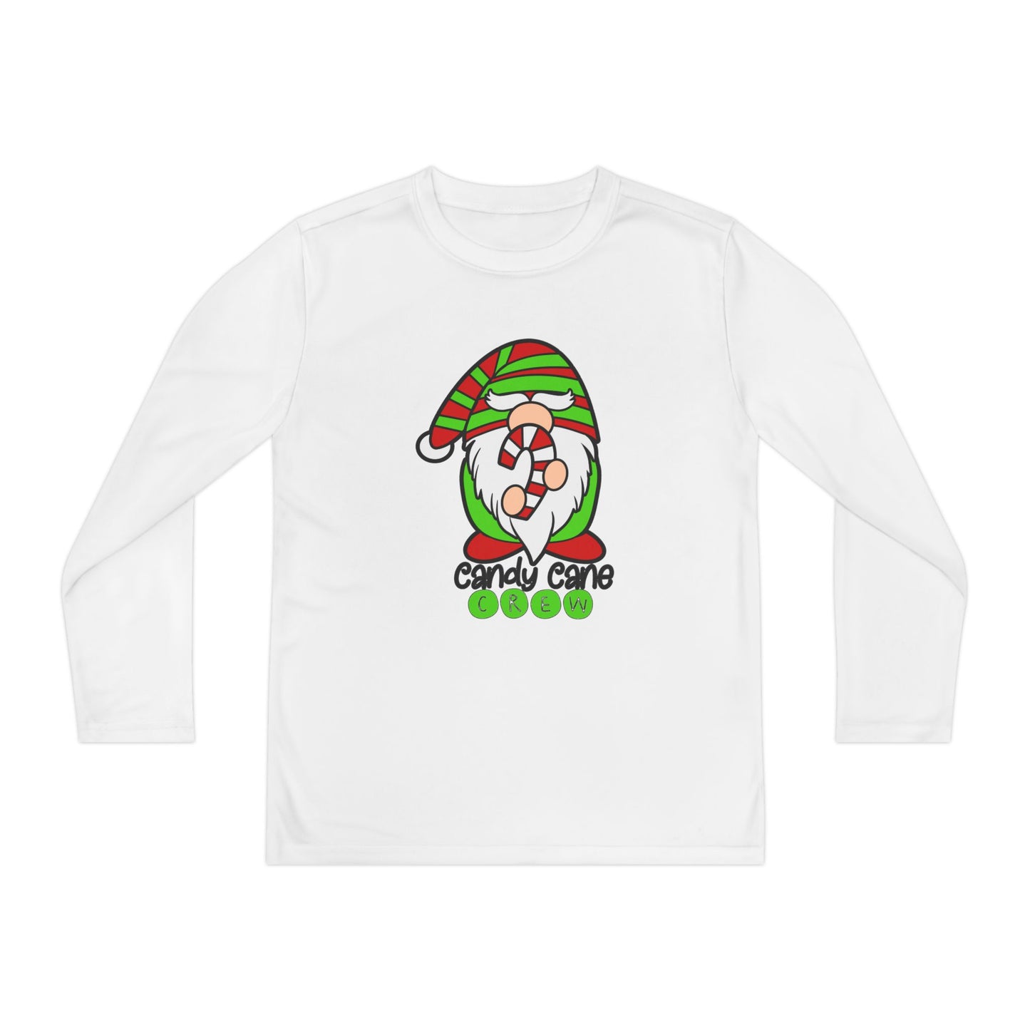 Candy Cane Crew Gnome Youth Long Sleeve Tee
