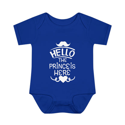 Hello The Prince Is Here Infant Baby Rib Bodysuit