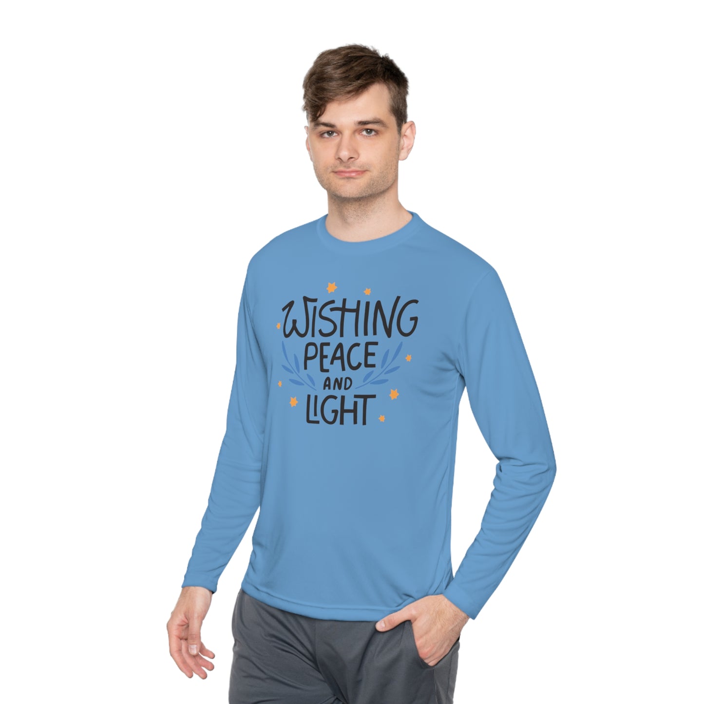 Hanukkah Wishing Peace & Light 3 Adult Long Sleeve Tee