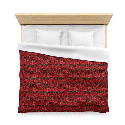 Copy of Winter Poinsettia Garden Microfiber Duvet Cover