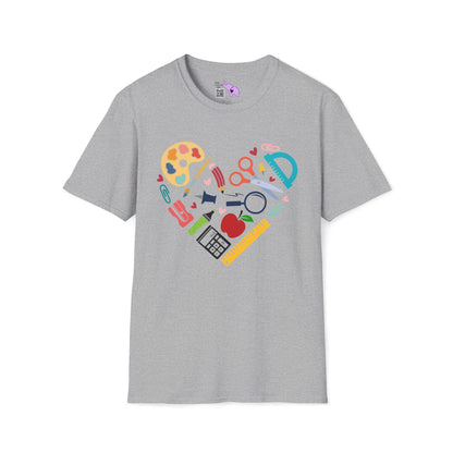School Supplies Heart Adult T-shirt