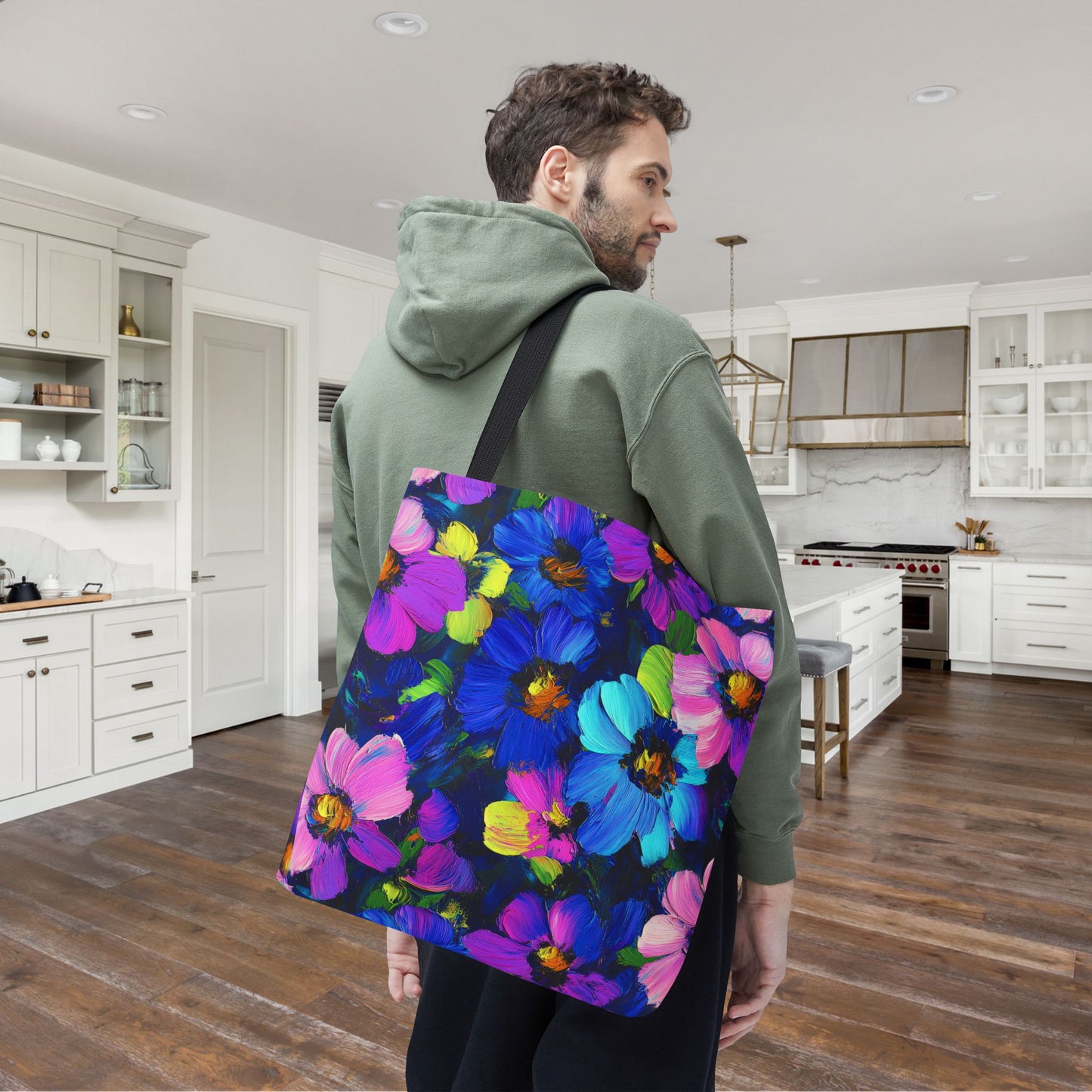 Watercolor Daisies Canvas Tote Bag