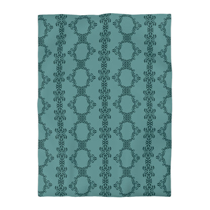 Teal Lace Pattern Duvet Bedding Set