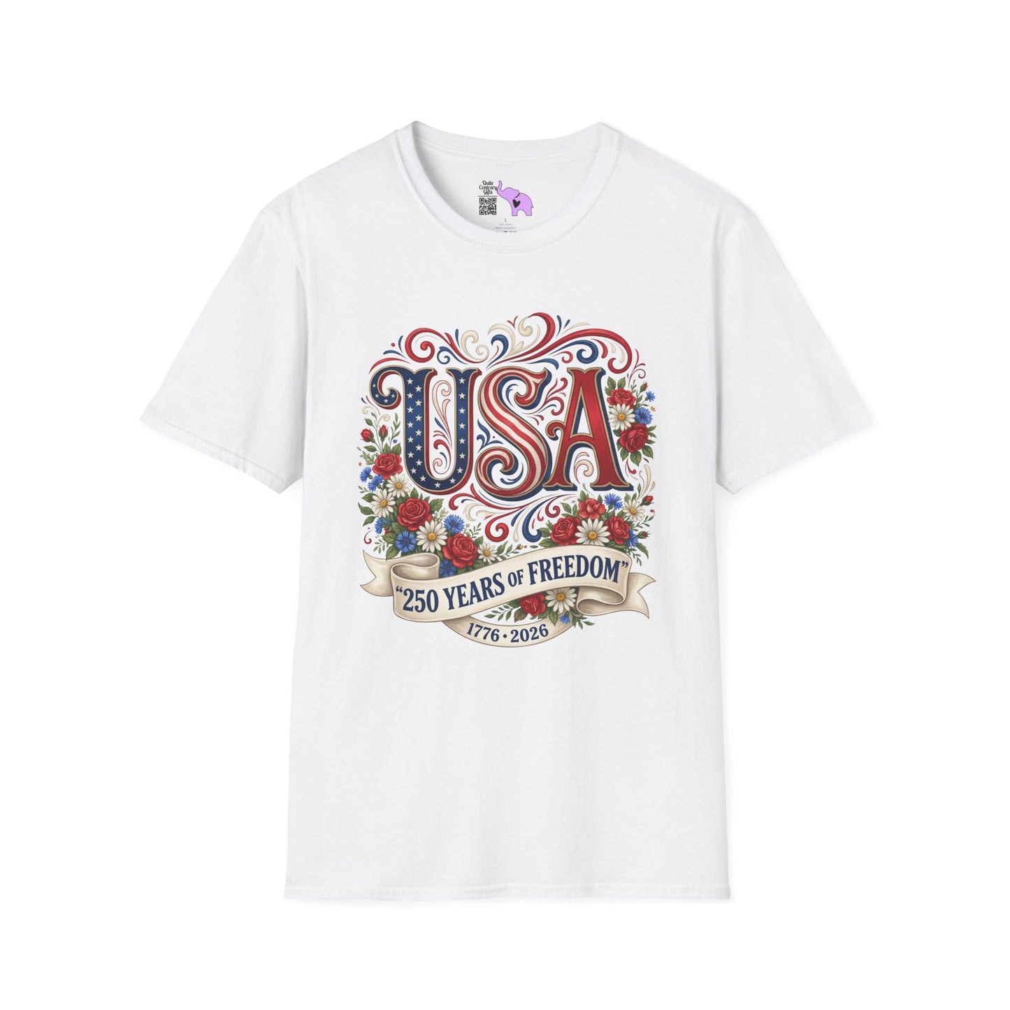 Floral USA 250 Years of Freedom Adult T-shirt