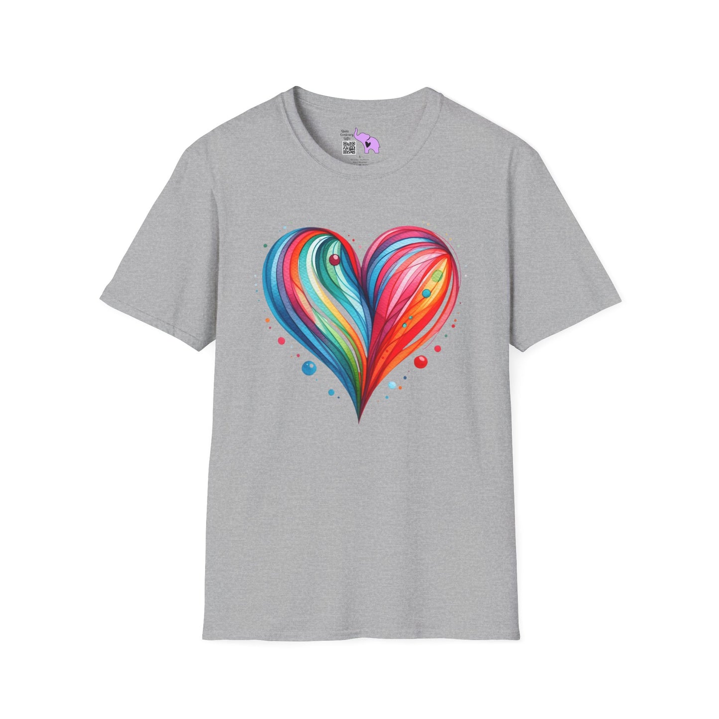 Blushing Rainbow Heart Adult T-shirt