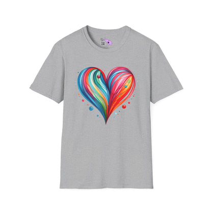 Blushing Rainbow Heart Adult T-shirt