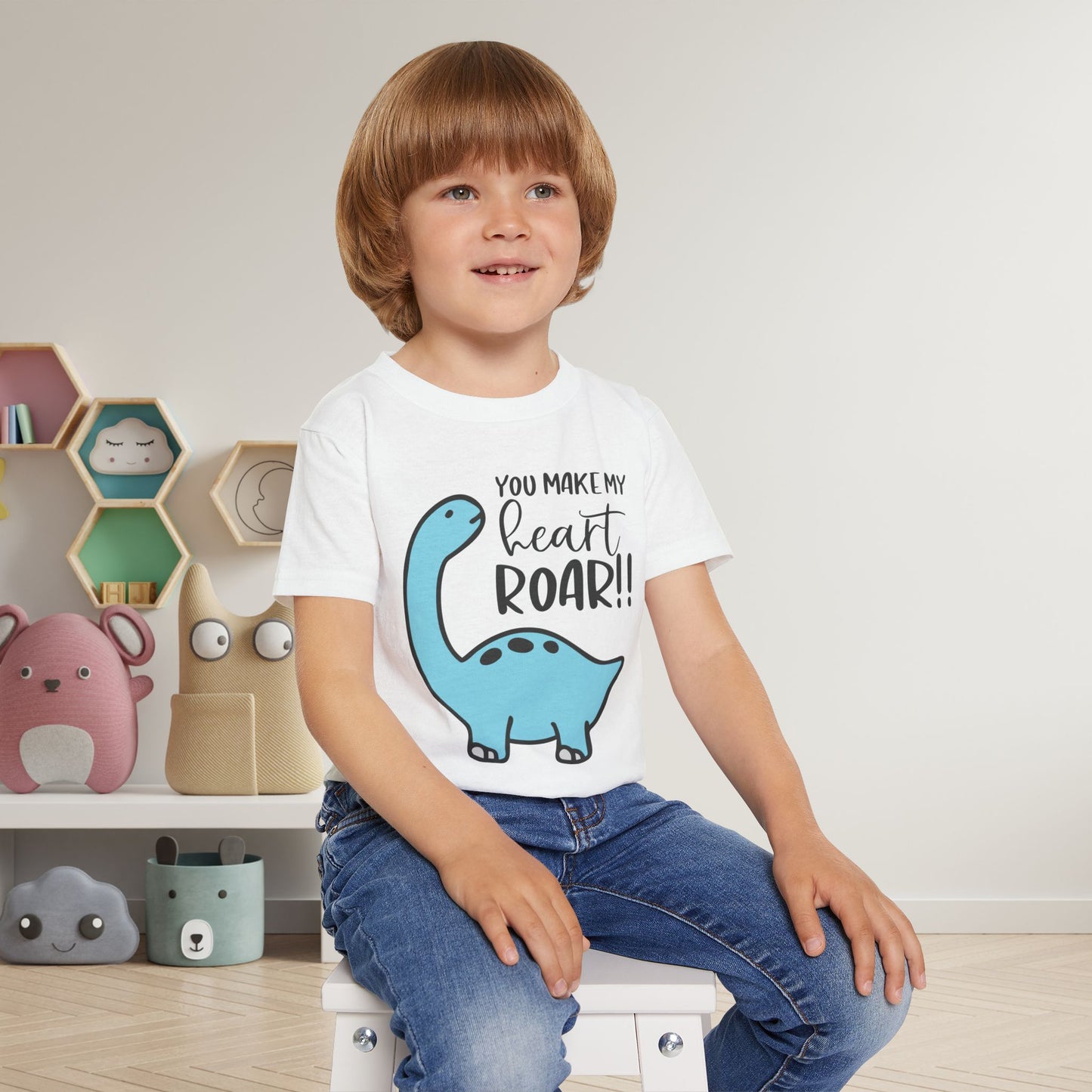 You Make My Heart Roar (Dinosaur) Heavy Cotton™ Toddler T-shirt