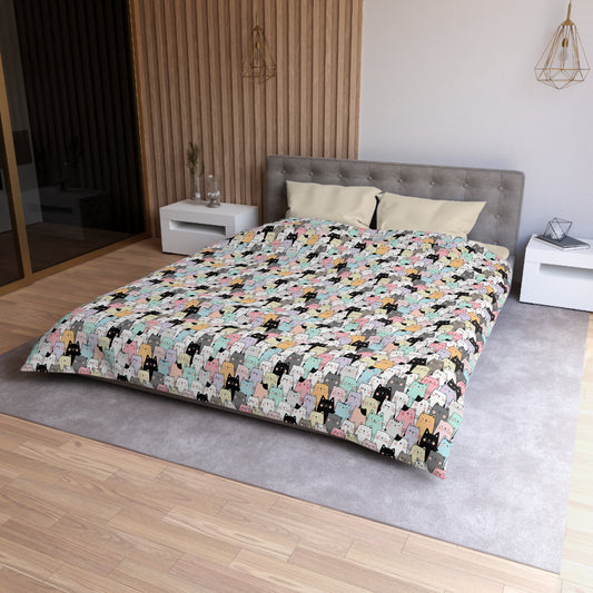 Cartoon Cats Microfiber Duvet Cover