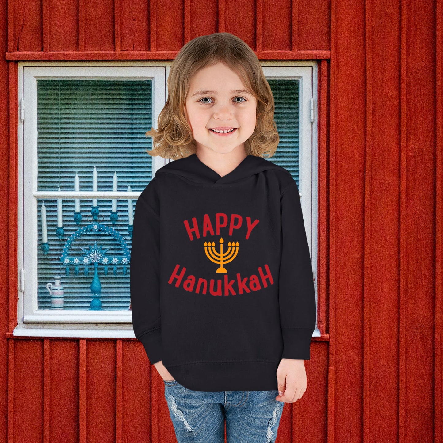 Happy Hanukkah Toddler Pullover Fleece Hoodie