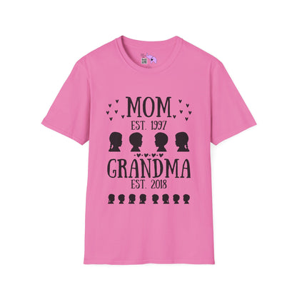 Mom Est. Grandma Est. Great Grandma Est. Custom Adult T-shirt