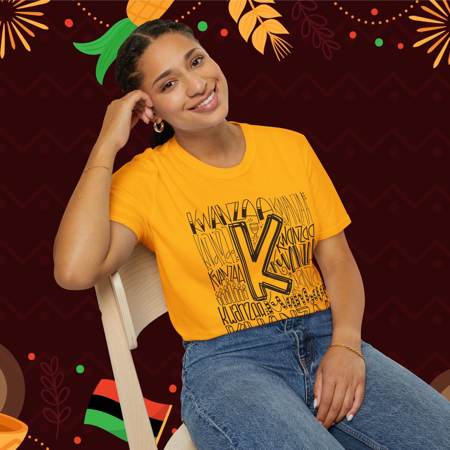 Kwanzaa Wordcloud Adult T-shirt