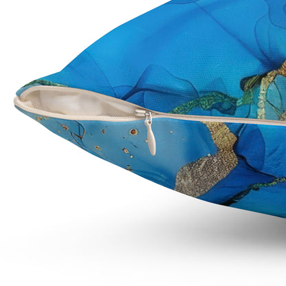 Turquoise Marble Print Throw Pillow