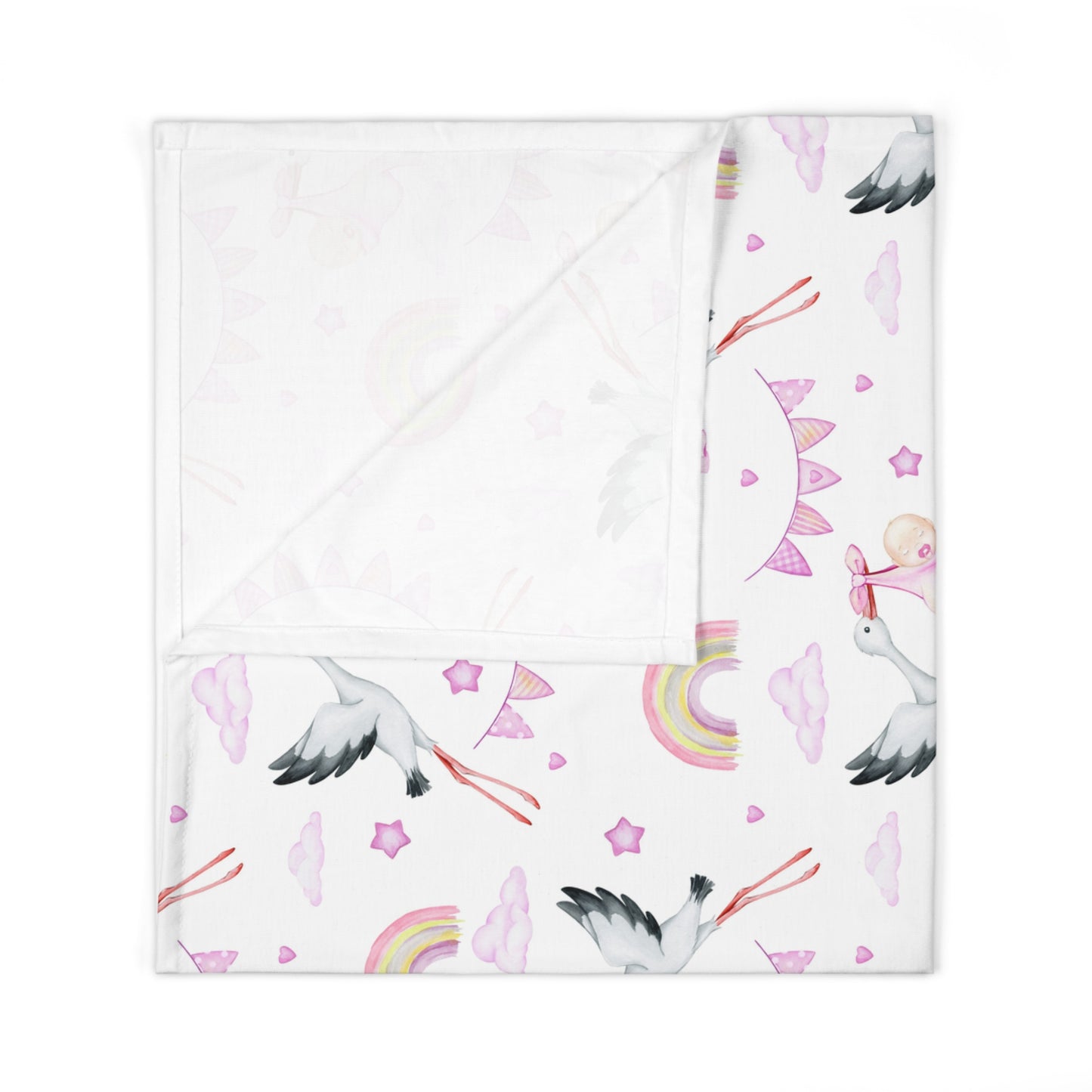 Baby Girl Stork Delivery Baby Swaddle Blanket
