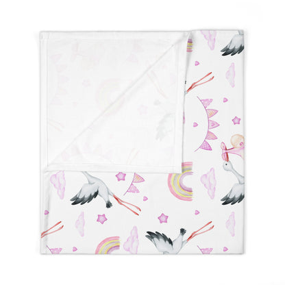 Baby Girl Stork Delivery Baby Swaddle Blanket