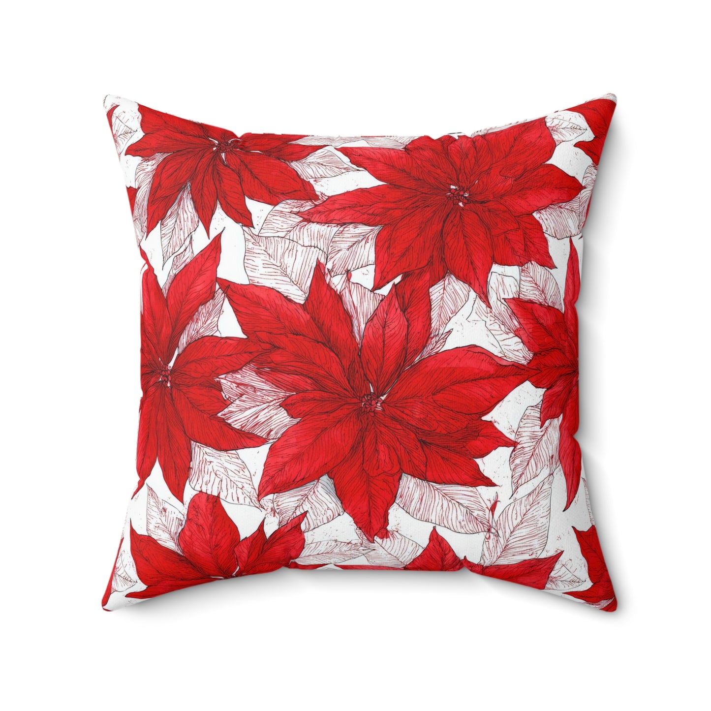 Crimson Poinsettia Sketch Basic Bedding Set