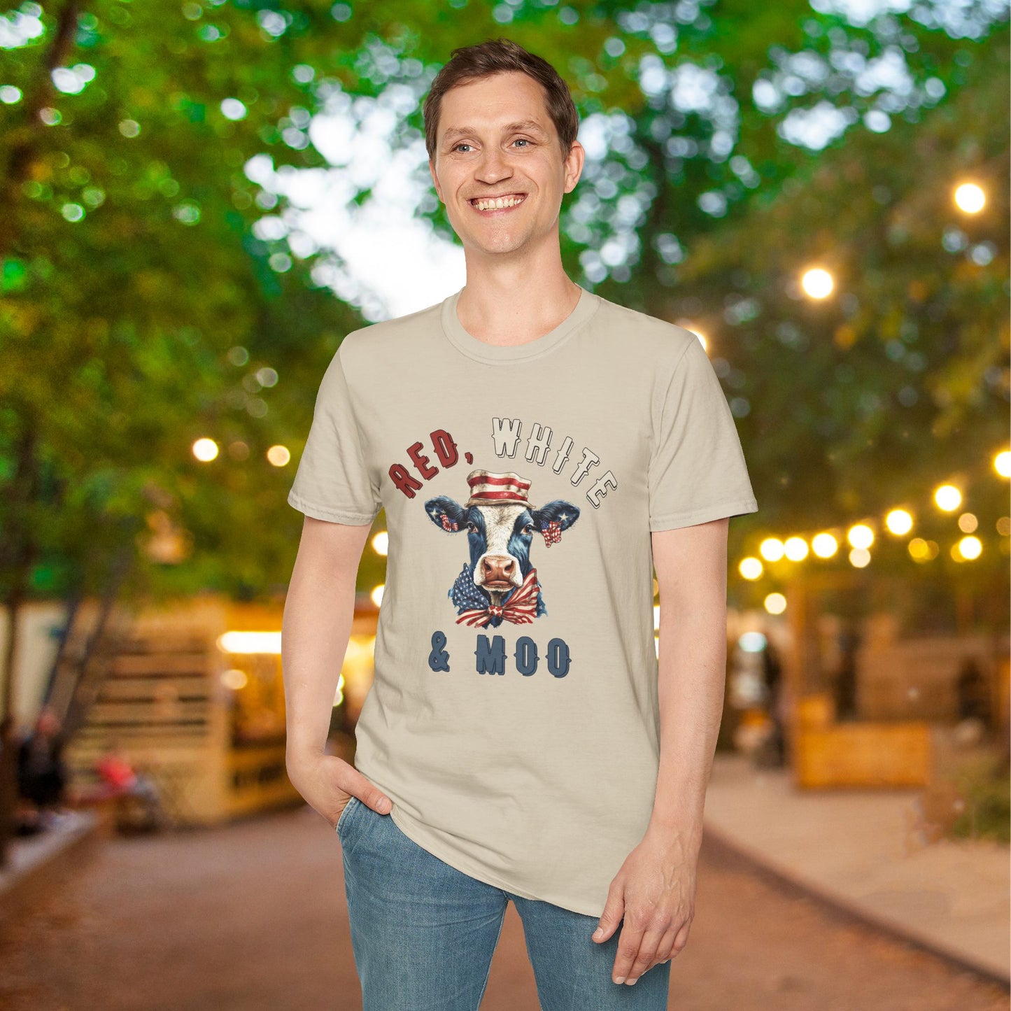 Red, White, & Moo Adult T-shirt