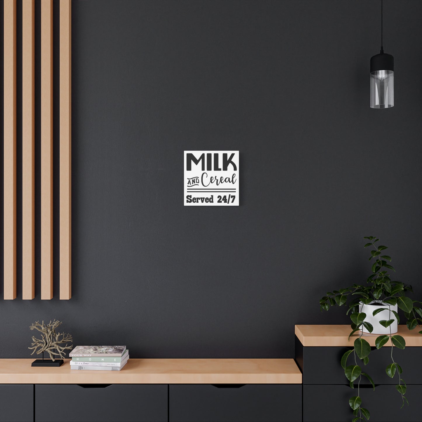 Milk & Cereal Served 24/7 Canvas Art