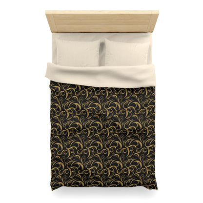 Golden Noir Swirl Microfiber Duvet Cover