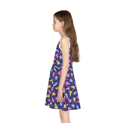 Axolotl Lagoon Girls' Sleeveless Sundress