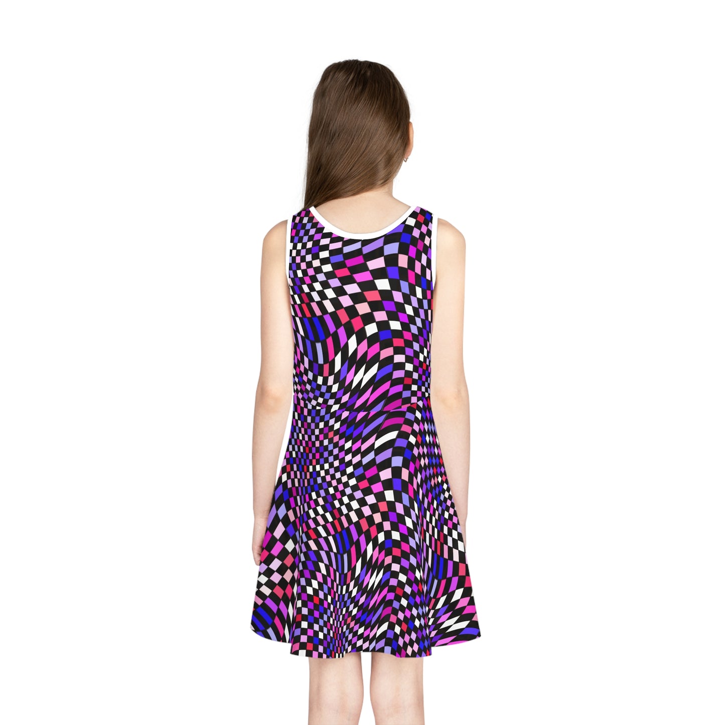 Warped Purple Checkered Girls Sundress