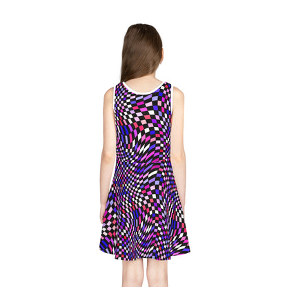 Warped Purple Checkered Girls Sundress