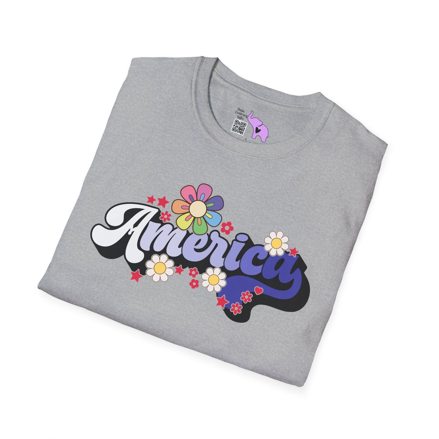 America (Floral) Adult T-shirt