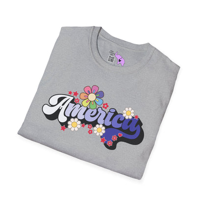 America (Floral) Adult T-shirt