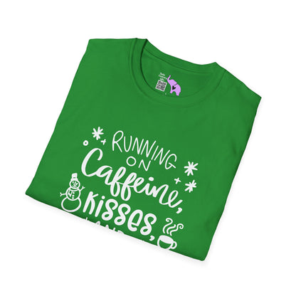 Running on Caffeine, Kisses, & Christmas Cheer Adult T-shirt