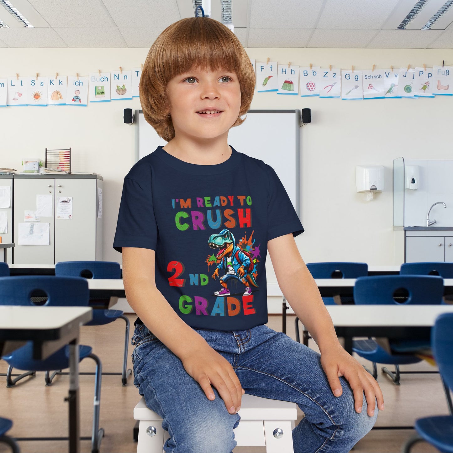 I'm Ready to CRUSH 2nd Grade Dinosaur Heavy Cotton™ Toddler T-shirt