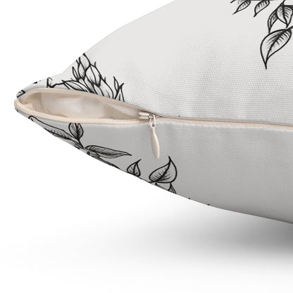 Midnight Rose Sketch Throw Pillow