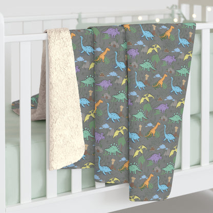 Prehistoric Playtime Sherpa Fleece Blanket