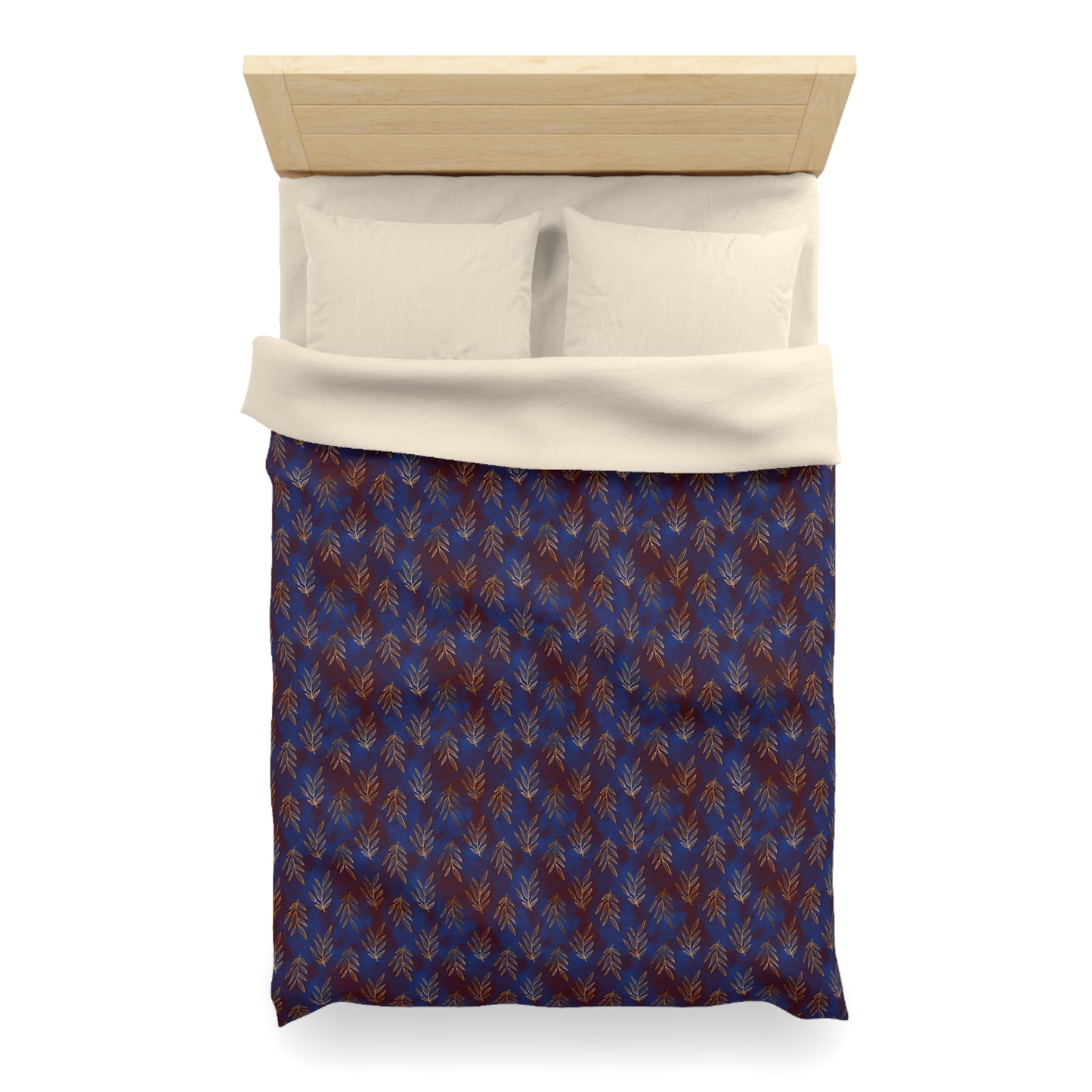 Midnight Gilded Leaves Microfiber Duvet Cover