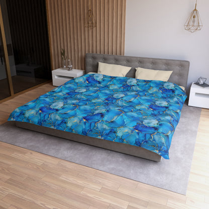Turquoise Marble Print Microfiber Duvet Cover
