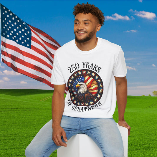 250 Years of Greatness (Stained Glass Eagle) Adult T-shirt