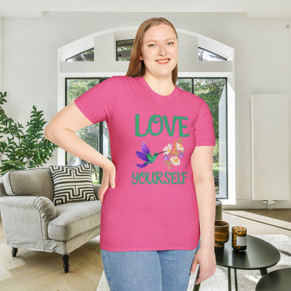 Love Yourself w/Hummingbird Adult T-shirt