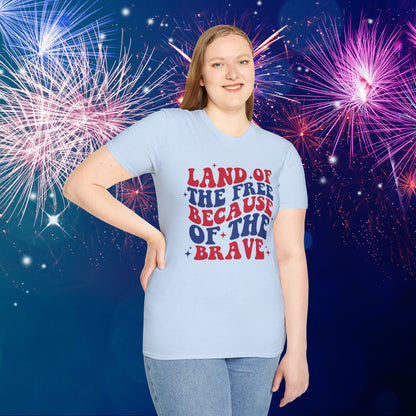 Land of the Free Because of the Brave Adult T-shirt
