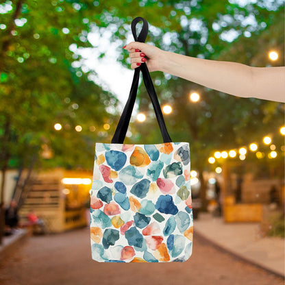 Watercolor Pebble Terrazzo Canvas Tote Bag