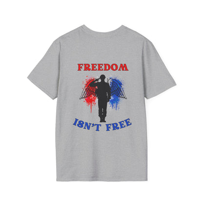 Freedom Isn't Free Saluting Soldier w/Wings Adult T-shirt