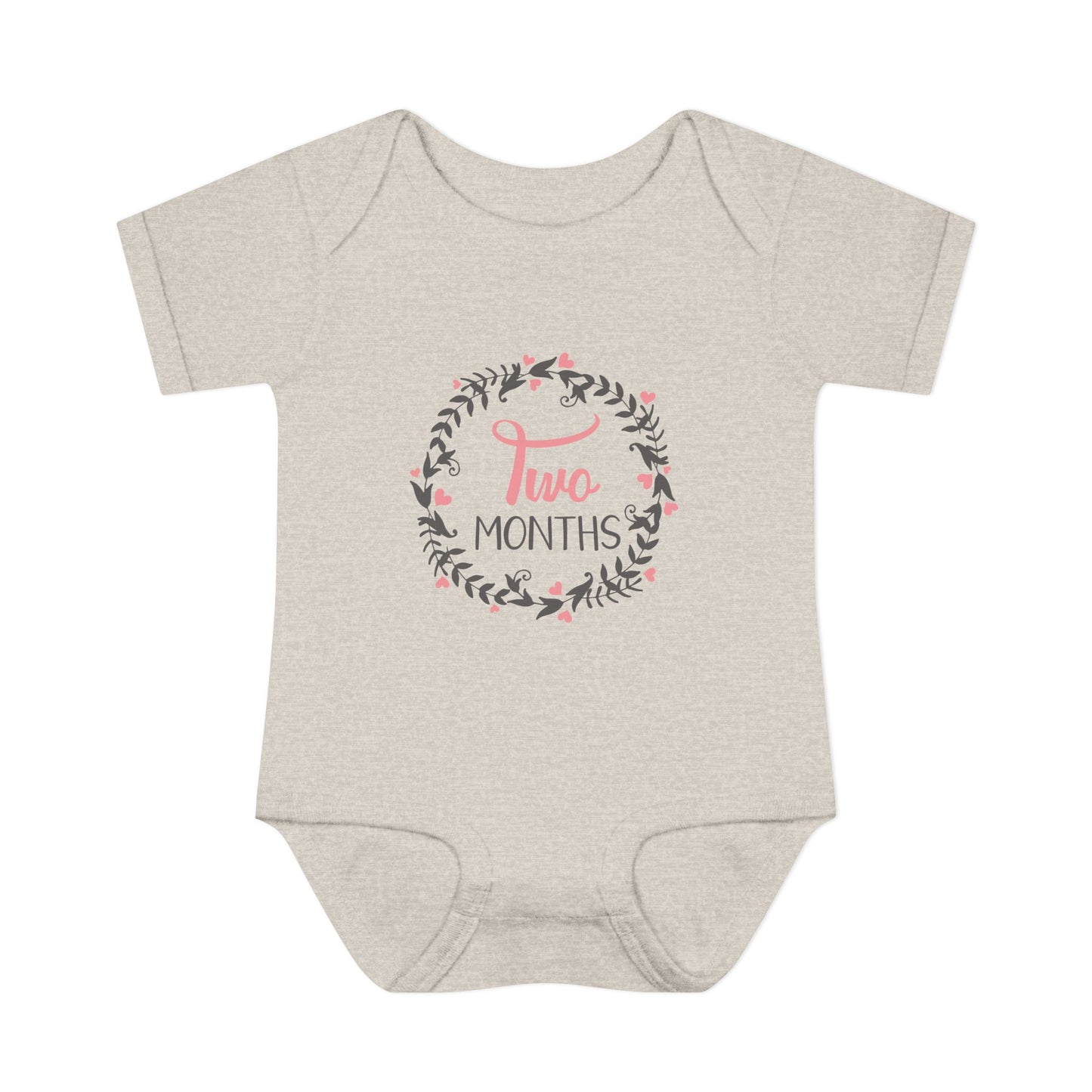 Pink Milestone Wreath Onesie-Two Months