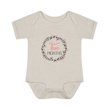 Pink Milestone Wreath Onesie-Two Months
