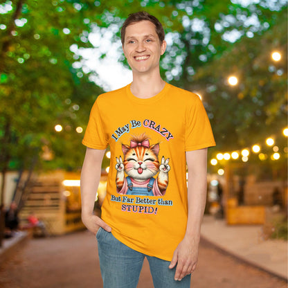 I May Be Crazy But Far Better Than Stupid Adult T-shirt