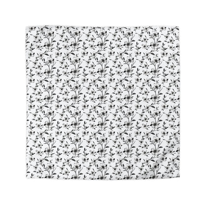 Black & White Five Petal Floral Duvet Bedding Set