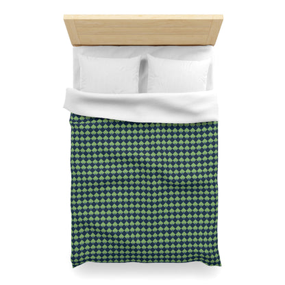 Diamond Bloom-Sage & Navy Microfiber Duvet Cover