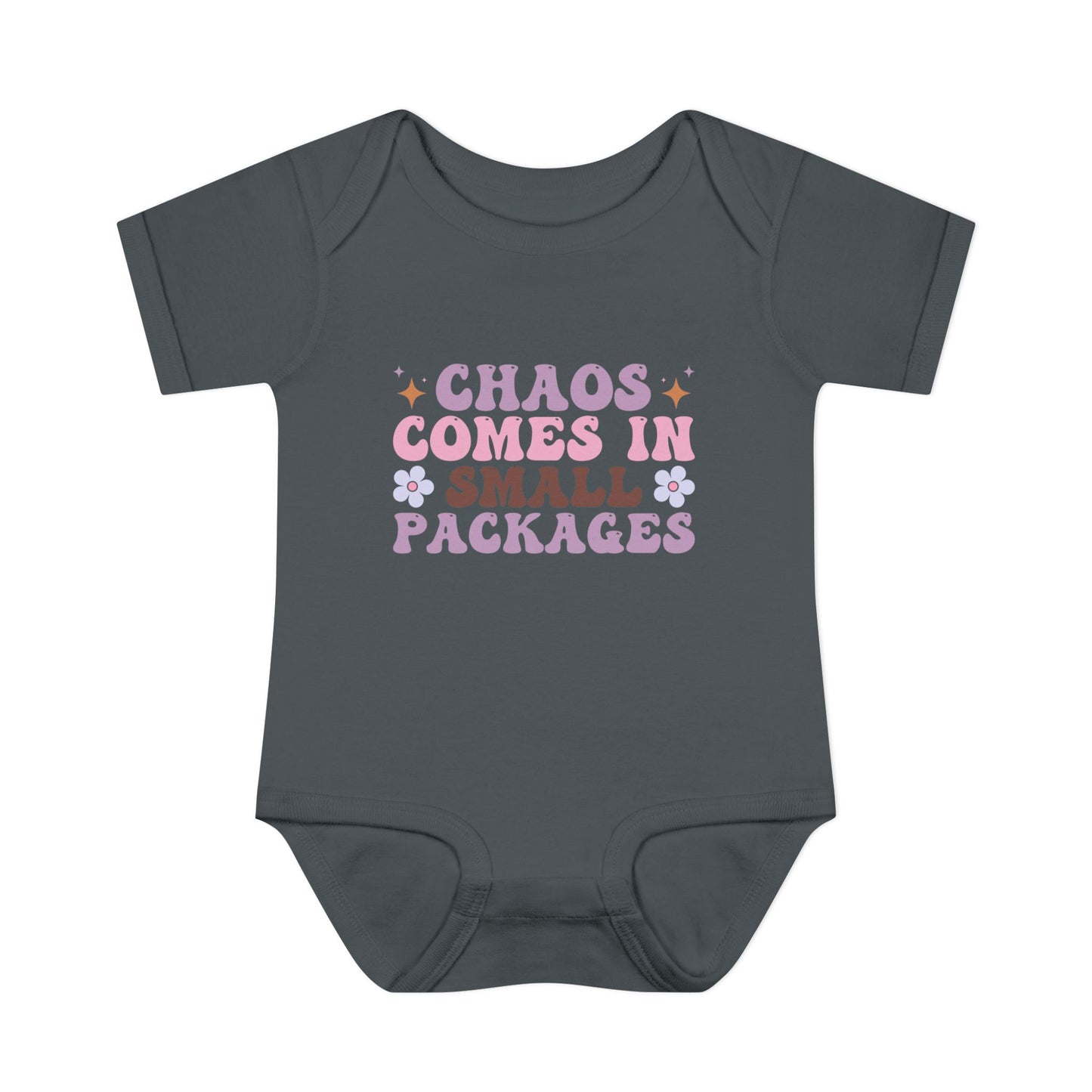 Chaos Comes In Small Packages Baby Rib Bodysuit