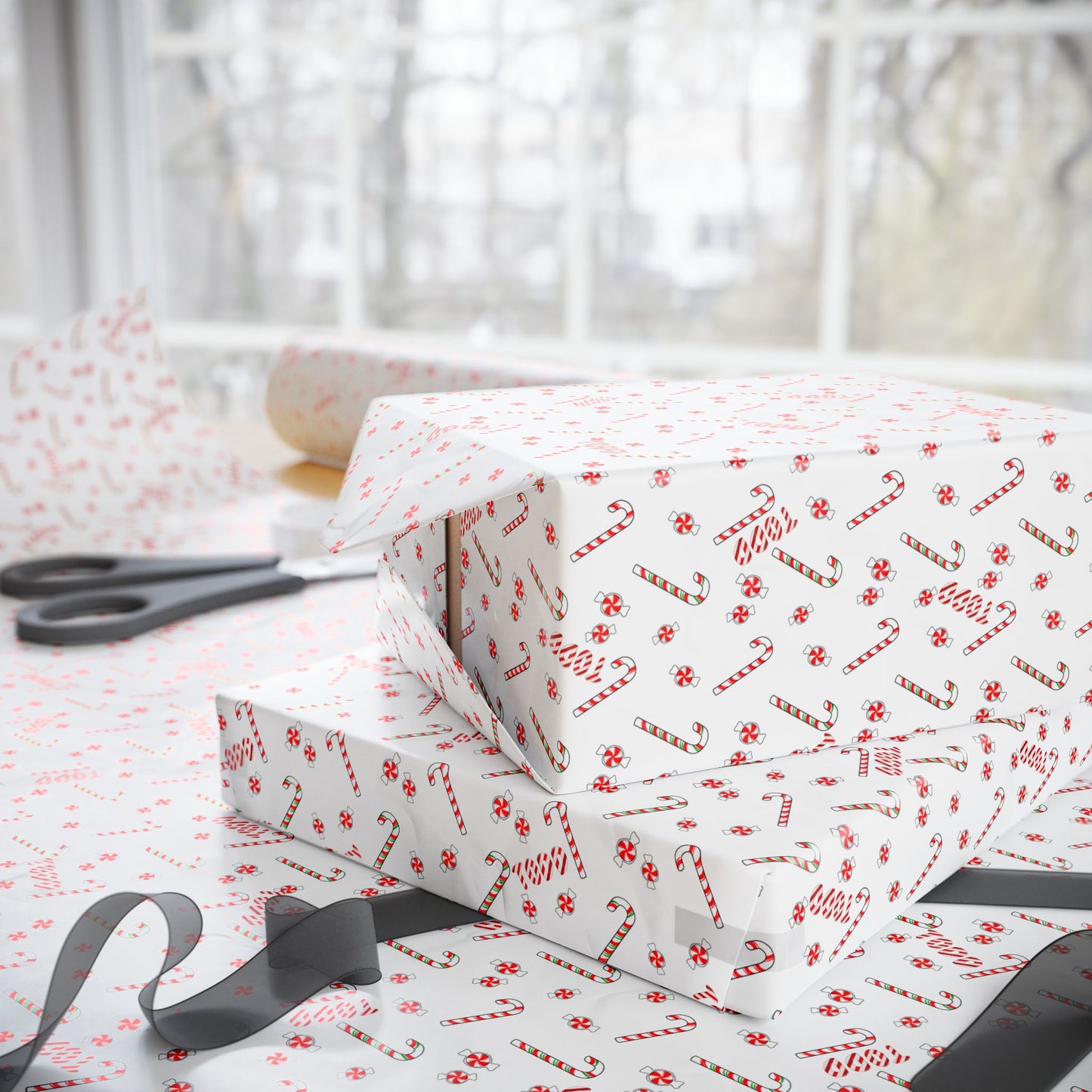 Candy Cane Christmas Custom Wrapping Paper (Todd)