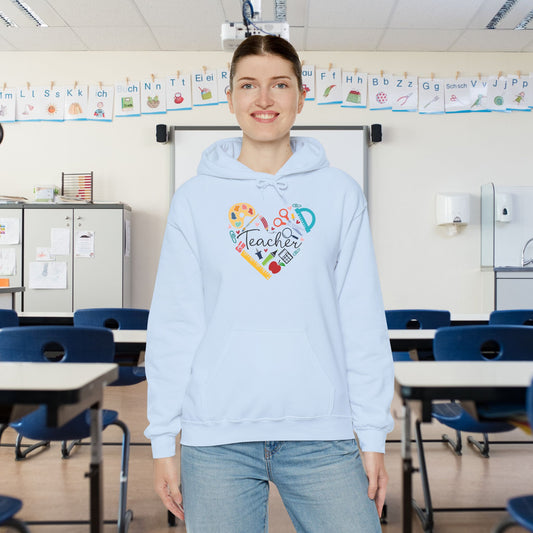 Teacher Supply Heart Heavy Blend™ Hooded Sweatshirt