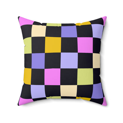 Joyful Checkerboard Throw Pillow