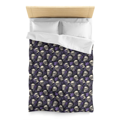 Midnight Lavender Skulls Microfiber Duvet Cover