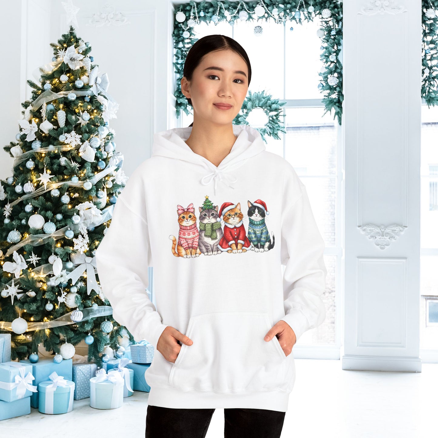 Meowy Christmas Crew Adult Heavy Blend™ Hooded Sweatshirt